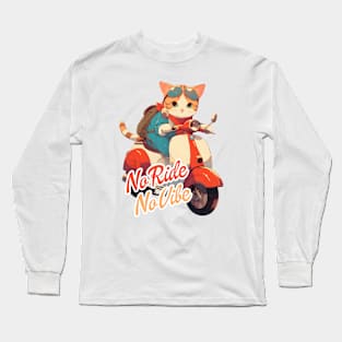 Kawaii cat riding scooter Long Sleeve T-Shirt